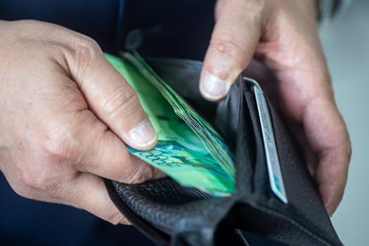Close-up view of a person holding a wallet with currency. Ideal for financial or economic themes.